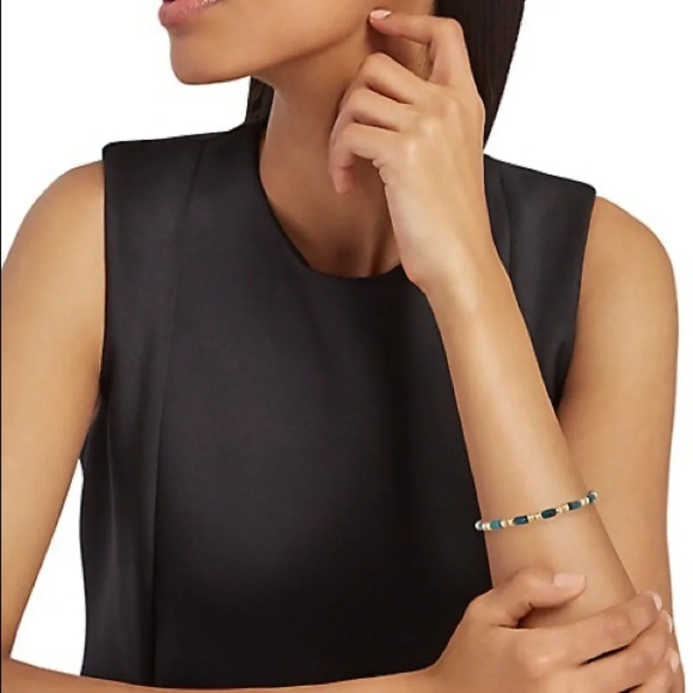 DANNIJO Augustine 10k Goldplated & Turquoise Peace Beaded Bracelet NWT - Picture 5 of 16